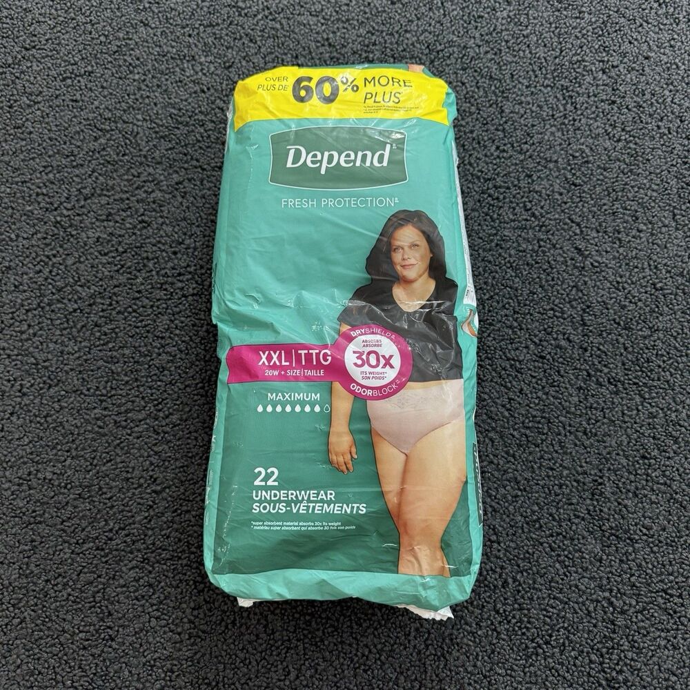 Depend Fresh Protection Maximum Absorbency Underwear XXL  Dryshield 22 Ct